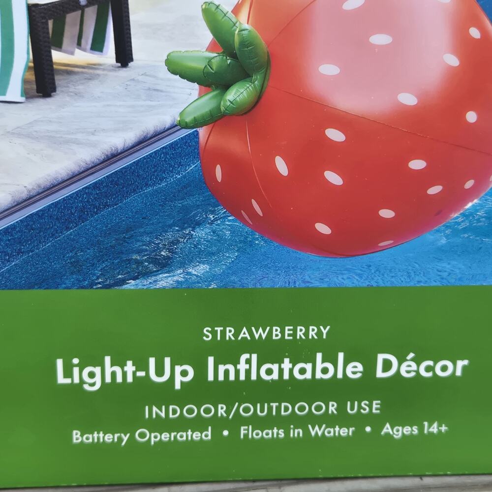 Kate Spade New York LARGE Strawberry Light Up‎ Inflatable Decor 50"x40" NEW